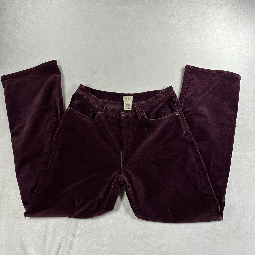 L.L.Bean Women’s Purple Velvet Corduroy Flare Pants Size 8‎ Stretch Y2K Bootcut